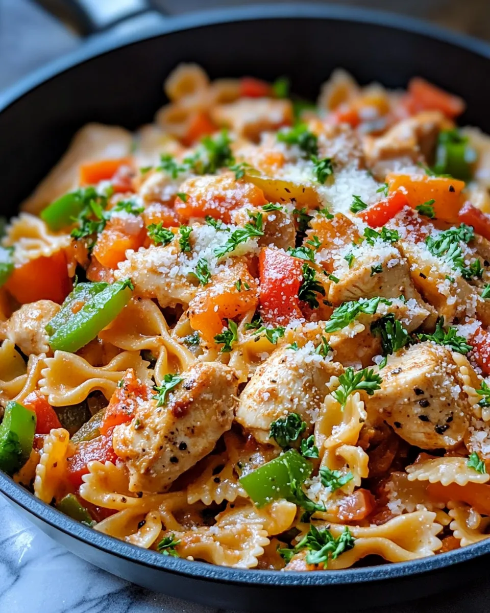Classic Creamy Cajun Chicken Bowtie Pasta Skillet image