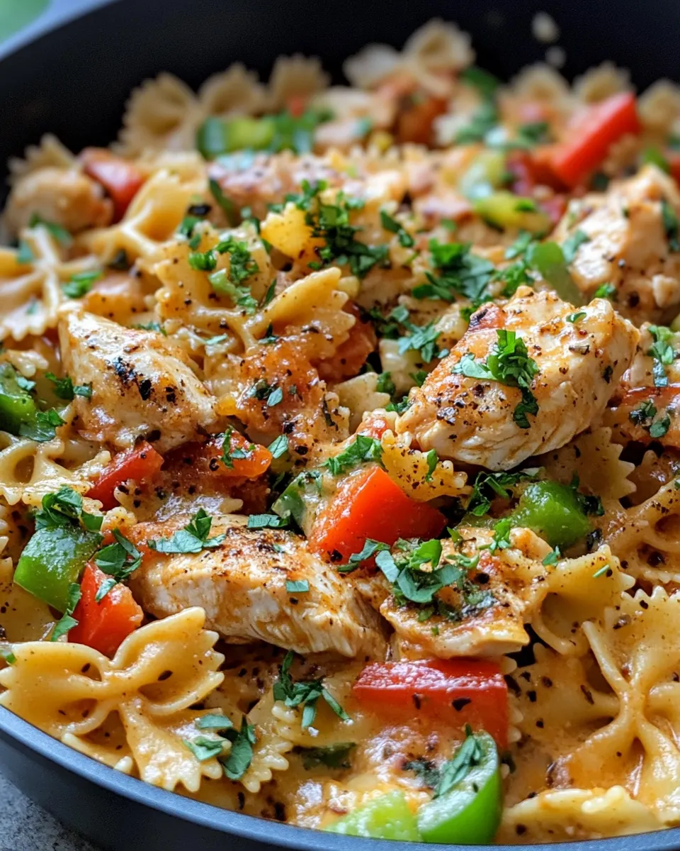 Easy Creamy Cajun Chicken Bowtie Pasta Skillet recipe photo