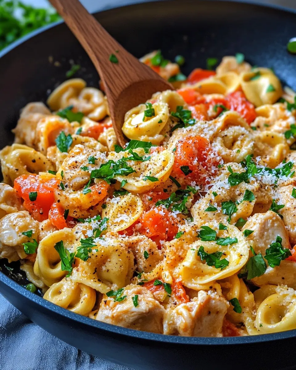 Easy Creamy Cajun Chicken Tortellini food shot