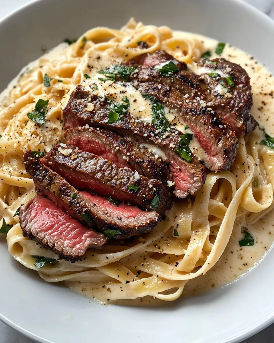 Easy Creamy Cajun Steak Alfredo food shot