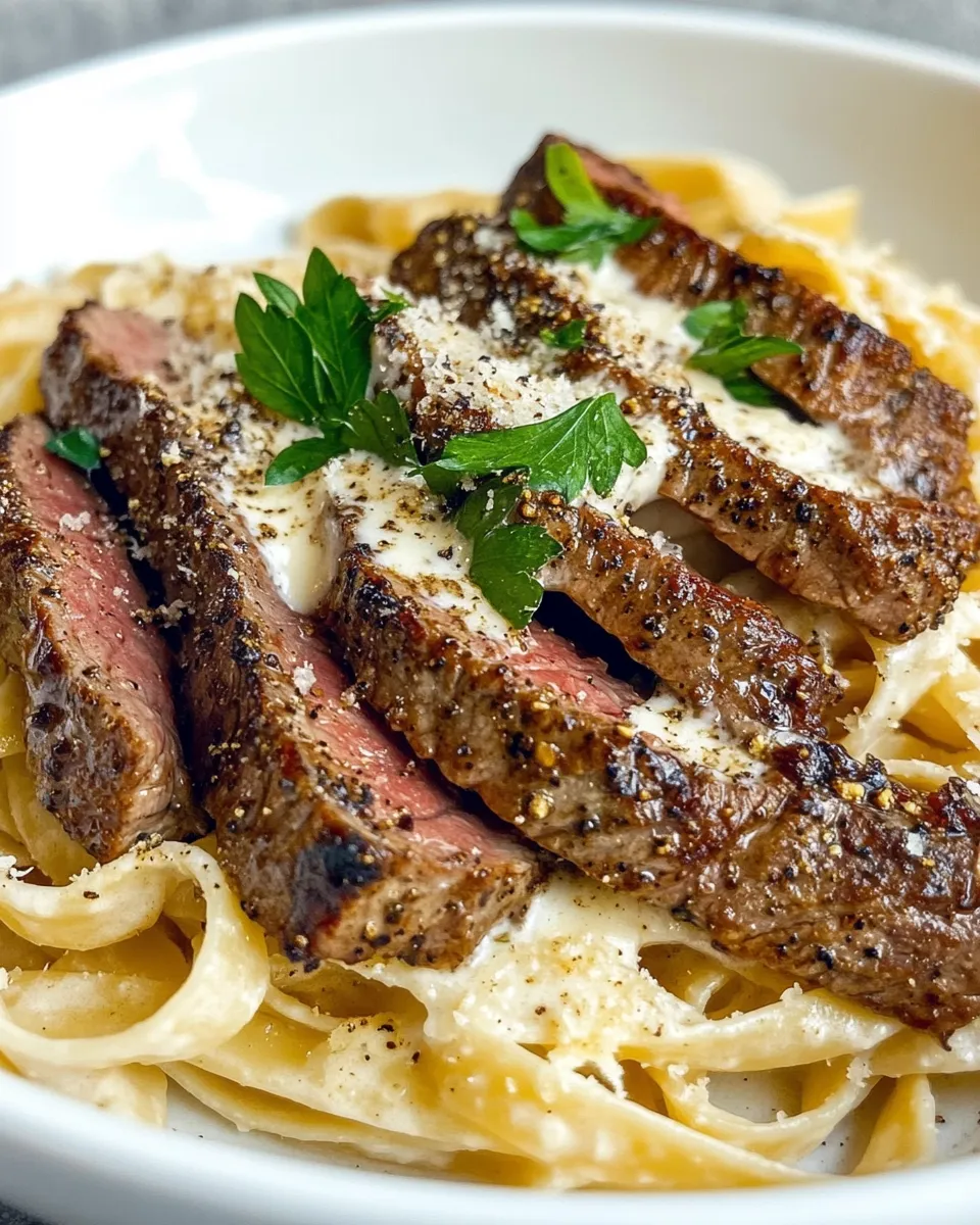 Delicious Creamy Cajun Steak Alfredo plate image