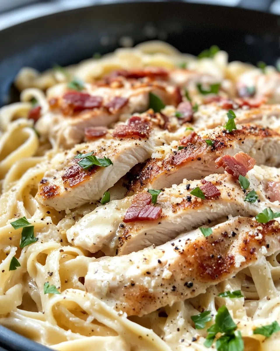 Homemade Creamy Chicken Alfredo with Bacon photo