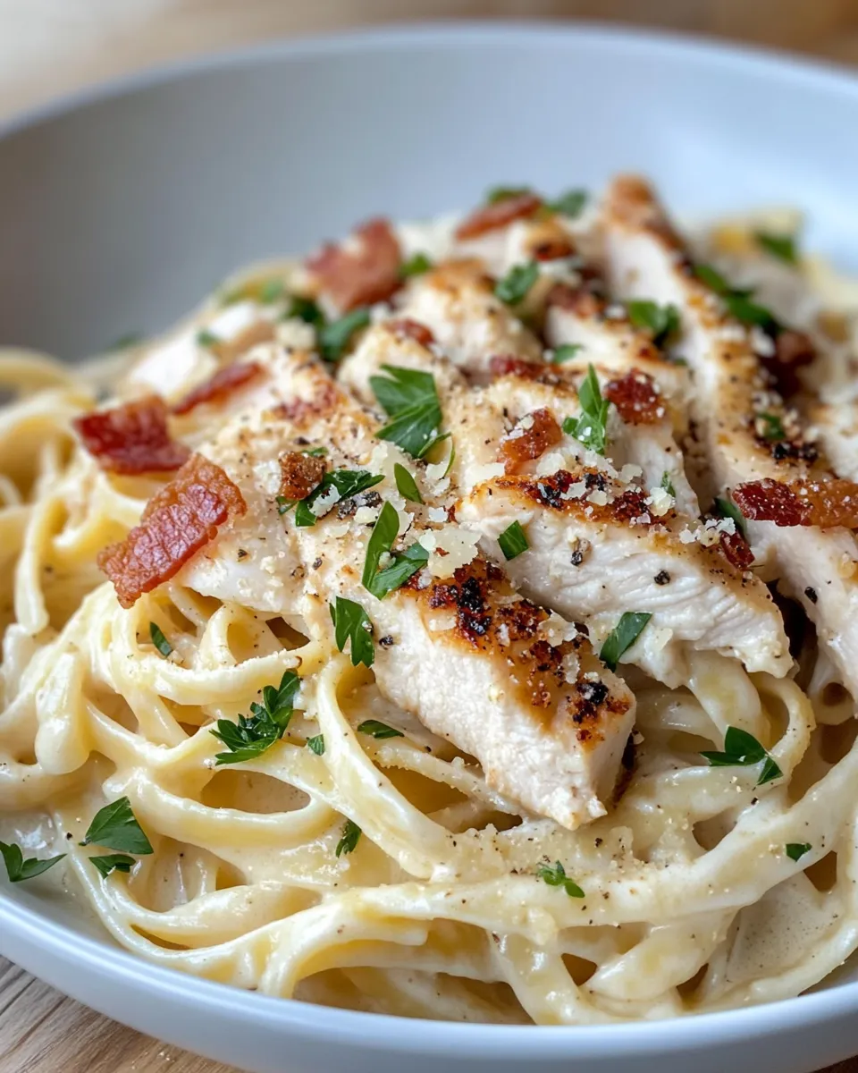 Delicious Creamy Chicken Alfredo with Bacon dish photo