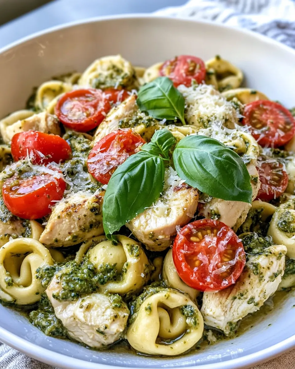 Homemade Creamy Chicken Pesto Tortellini recipe photo