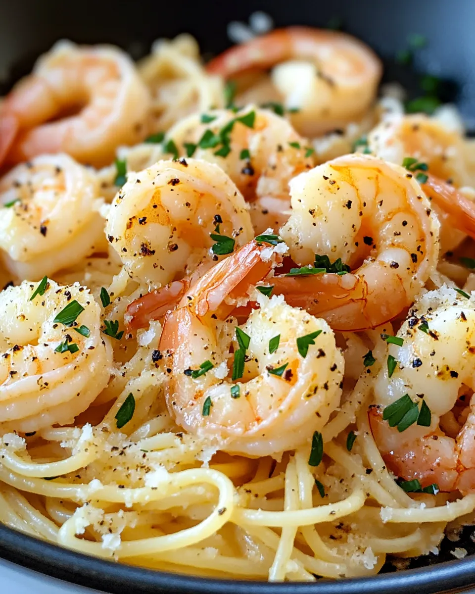 Classic Creamy Garlic Parmesan Shrimp Spaghetti dish photo