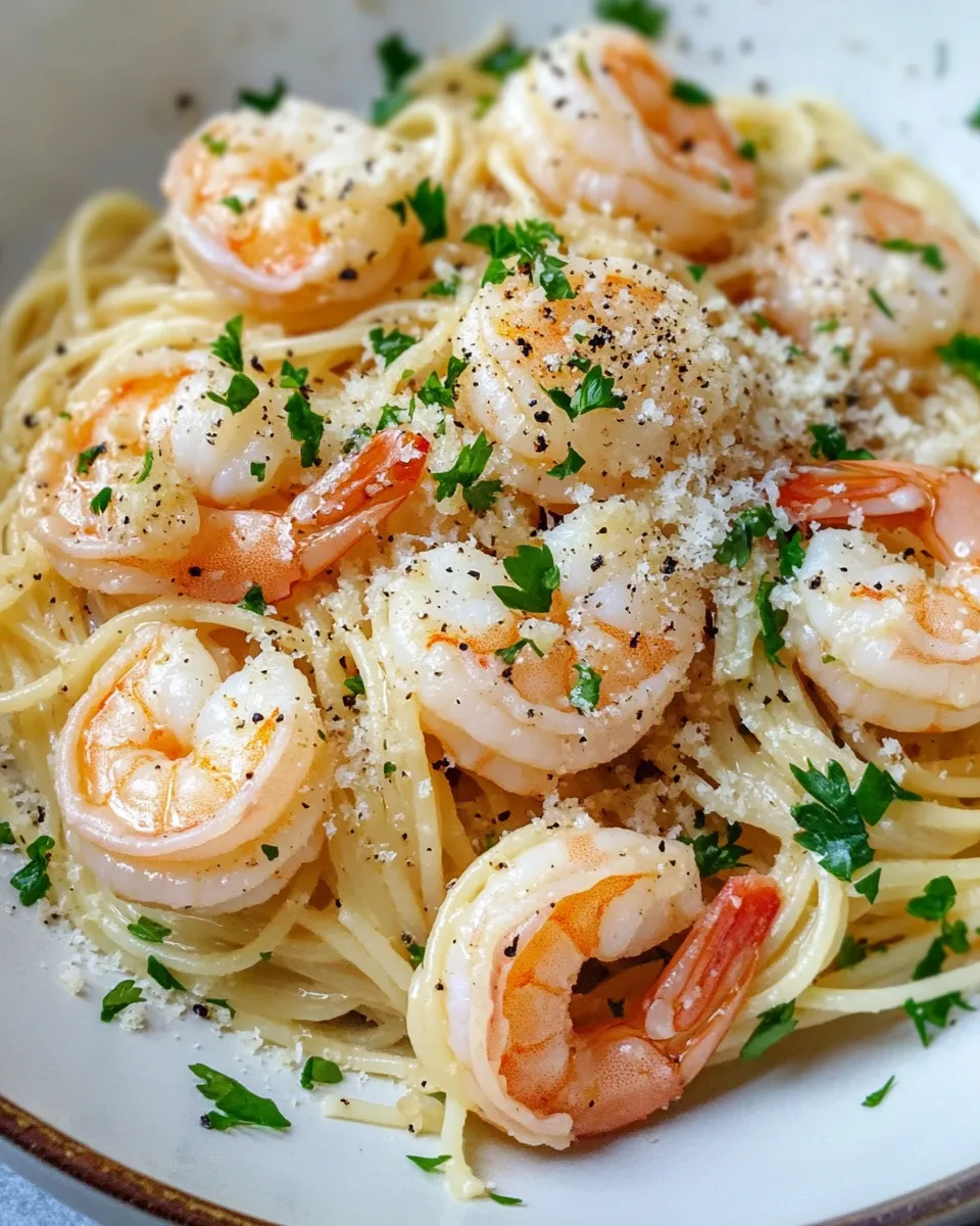Delicious Creamy Garlic Parmesan Shrimp Spaghetti picture
