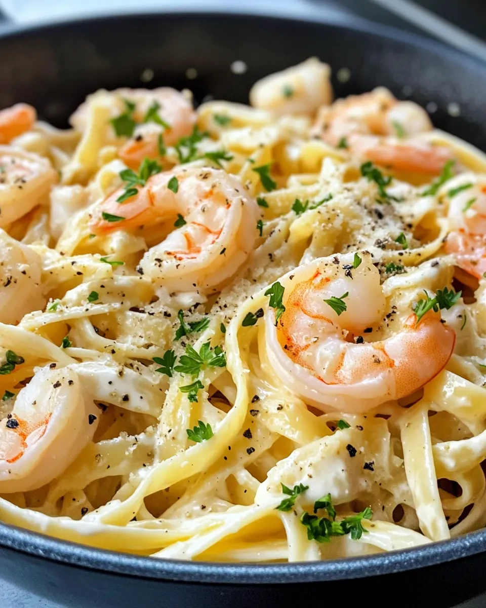 Homemade Creamy Garlic Shrimp Alfredo Pasta recipe photo