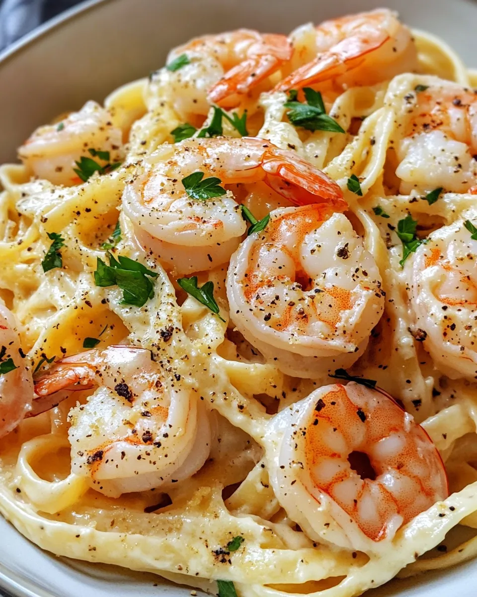 Classic Creamy Garlic Shrimp Alfredo Pasta dish photo