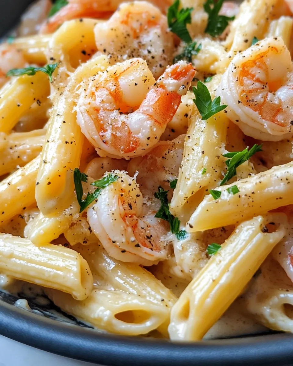 Homemade Creamy Garlic Shrimp Penne photo
