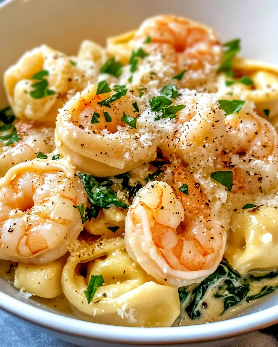 Homemade Creamy Garlic Shrimp Tortellini photo