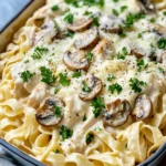 Homemade Creamy Mushroom Chicken Alfredo Bake recipe photo