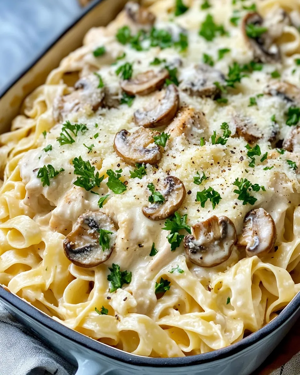 Homemade Creamy Mushroom Chicken Alfredo Bake recipe photo