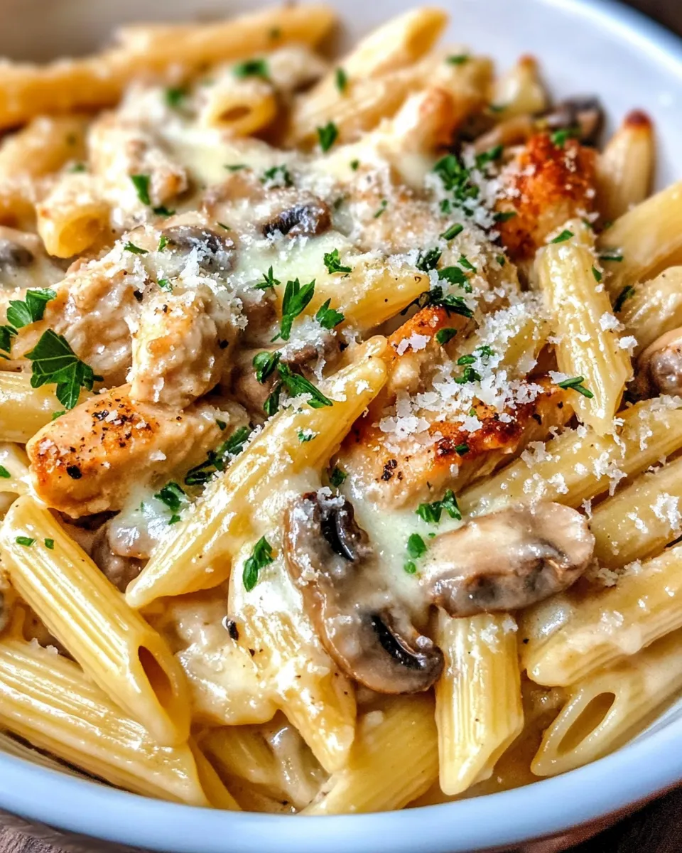 Classic Creamy Mushroom Chicken Pasta Bake image