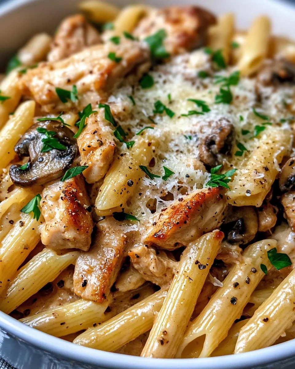 Easy Creamy Mushroom Chicken Pasta Bake recipe photo
