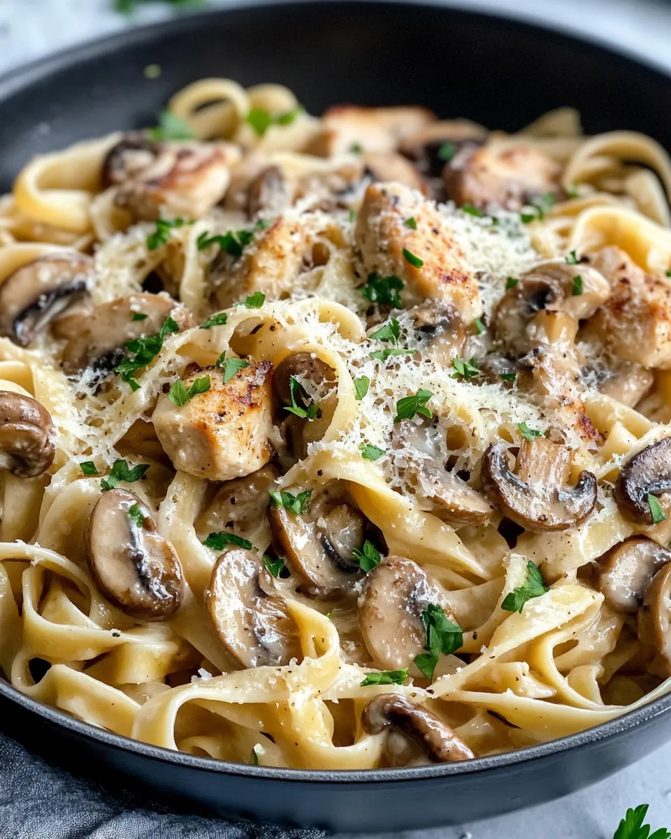 Homemade Creamy Mushroom Garlic Chicken Pasta photo
