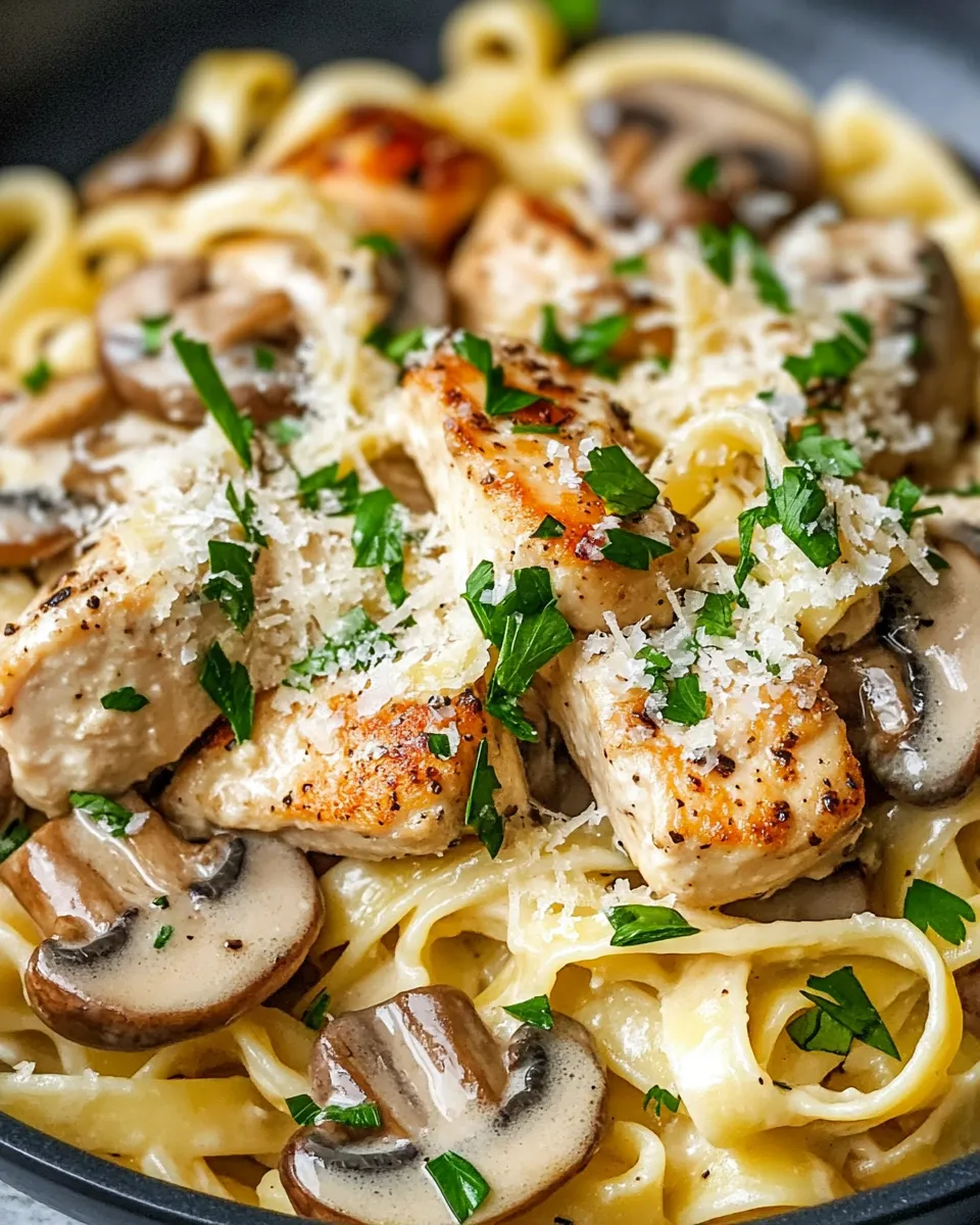 Classic Creamy Mushroom Garlic Chicken Pasta image