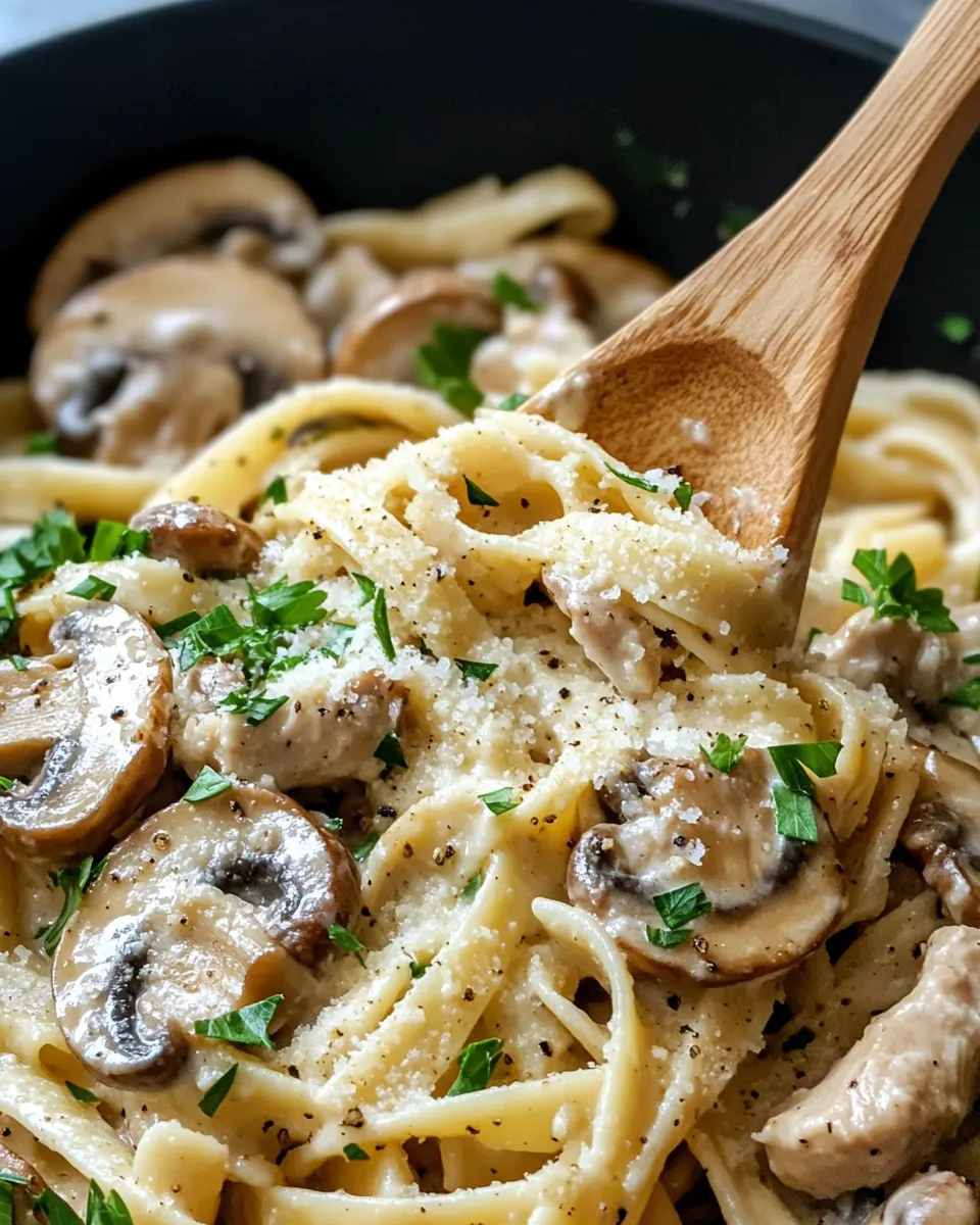Easy Creamy Mushroom Garlic Chicken Pasta recipe photo