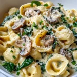 Homemade Creamy Mushroom Spinach Tortellini recipe photo