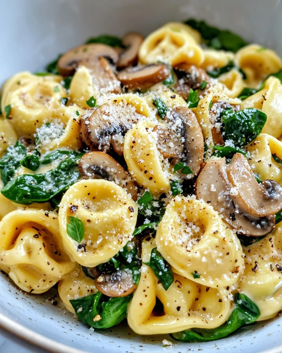 Classic Creamy Mushroom Spinach Tortellini dish photo