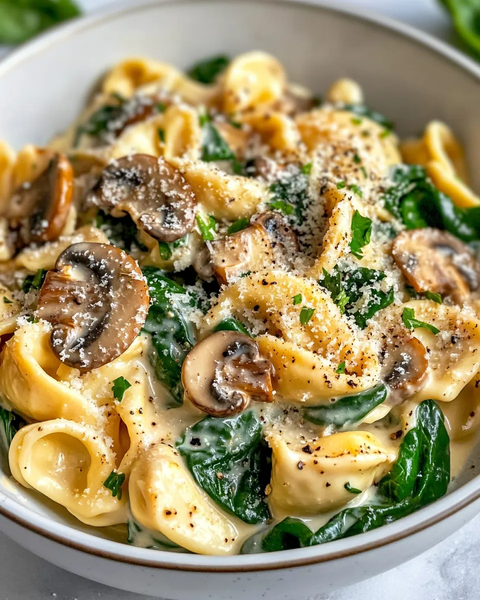 Delicious Creamy Mushroom Spinach Tortellini picture