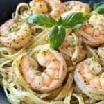 Homemade Creamy Pesto Shrimp Linguine recipe photo