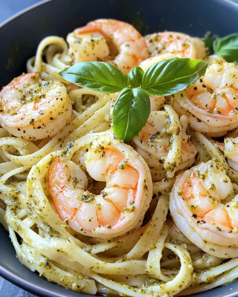 Homemade Creamy Pesto Shrimp Linguine recipe photo