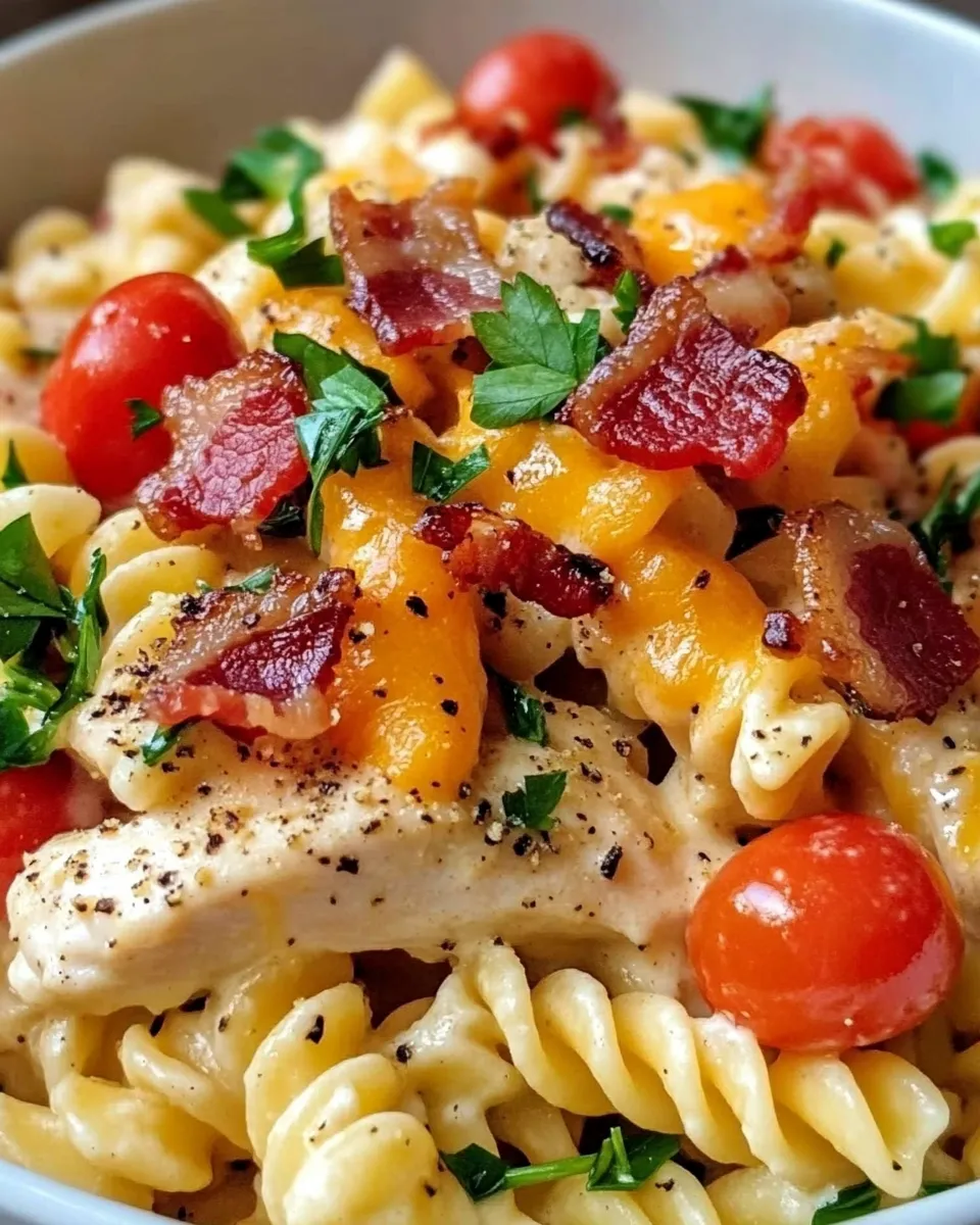 Homemade Creamy Ranch Bacon Chicken Pasta photo
