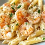 Homemade Creamy Shrimp Alfredo Penne recipe photo