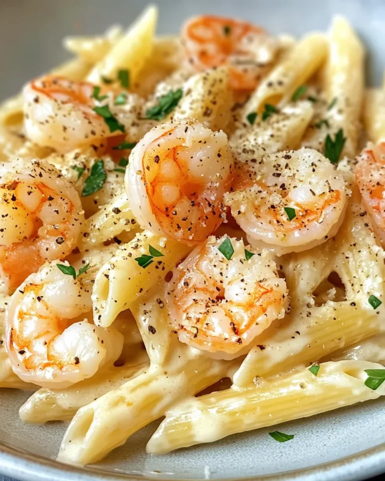 Homemade Creamy Shrimp Alfredo Penne recipe photo