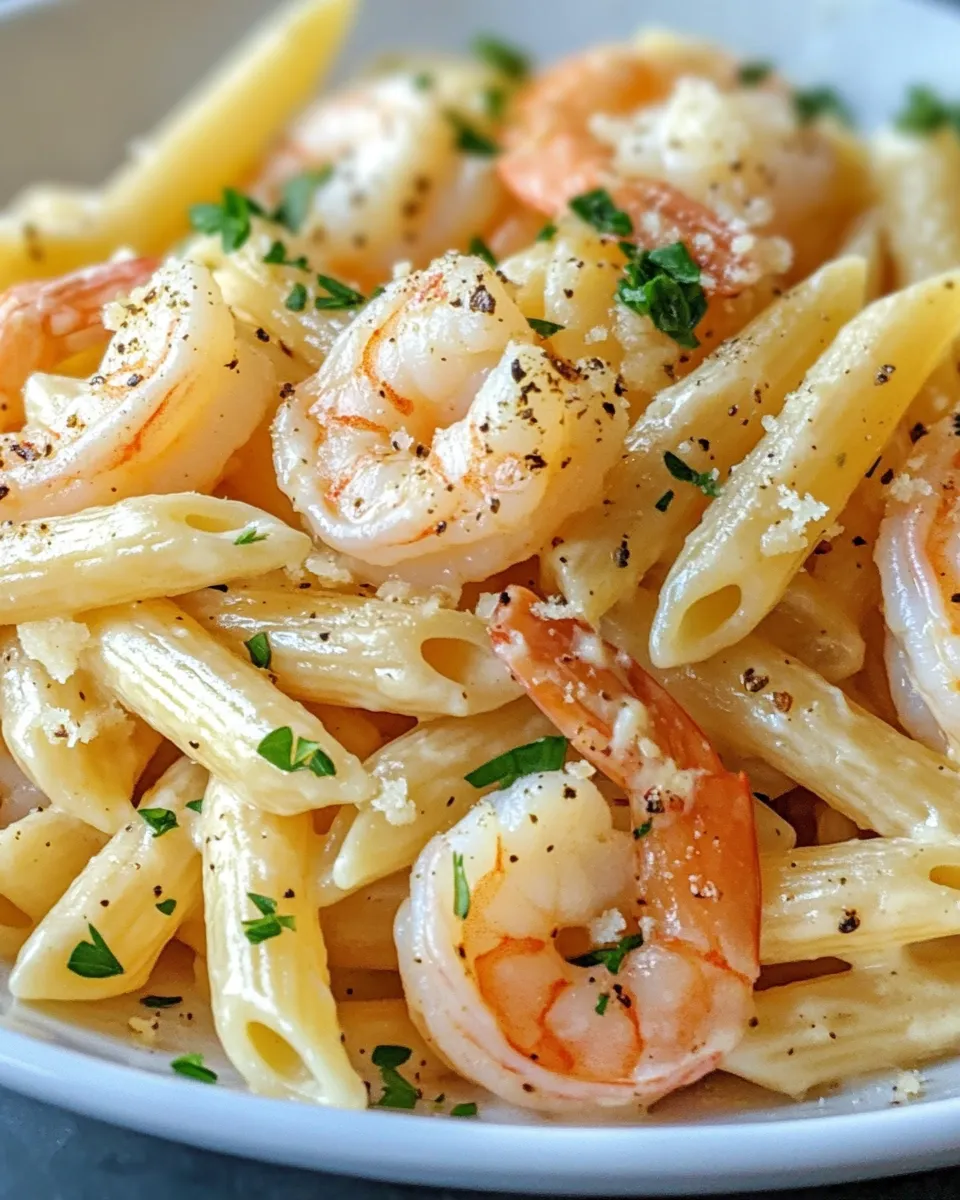 Classic Creamy Shrimp Alfredo Penne dish photo