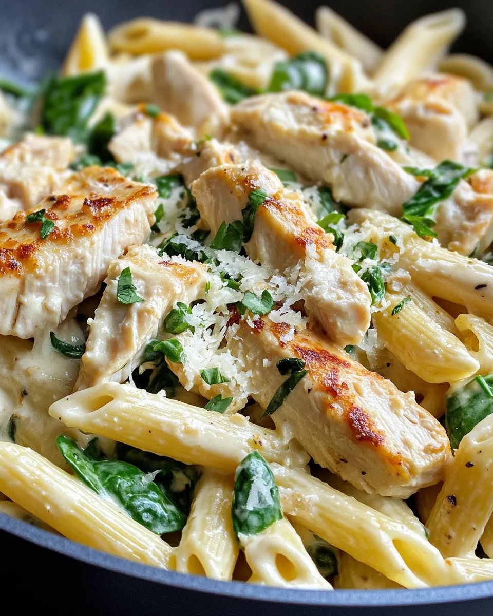 Classic Creamy Spinach Artichoke Chicken Pasta dish photo