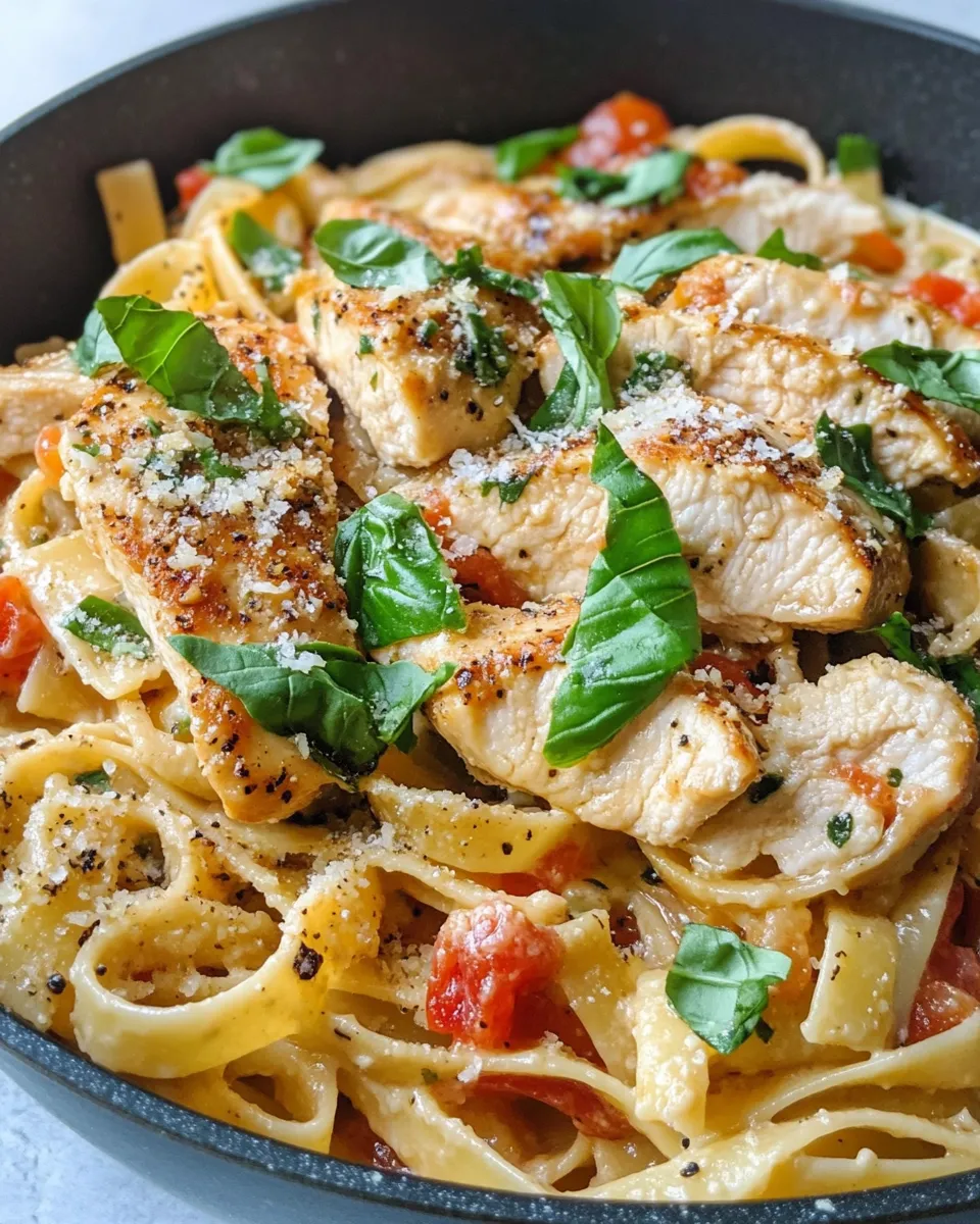 Easy Creamy Tomato Basil Chicken Pasta recipe image