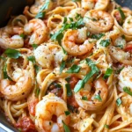 Homemade Creamy Tomato Garlic Shrimp Pasta photo