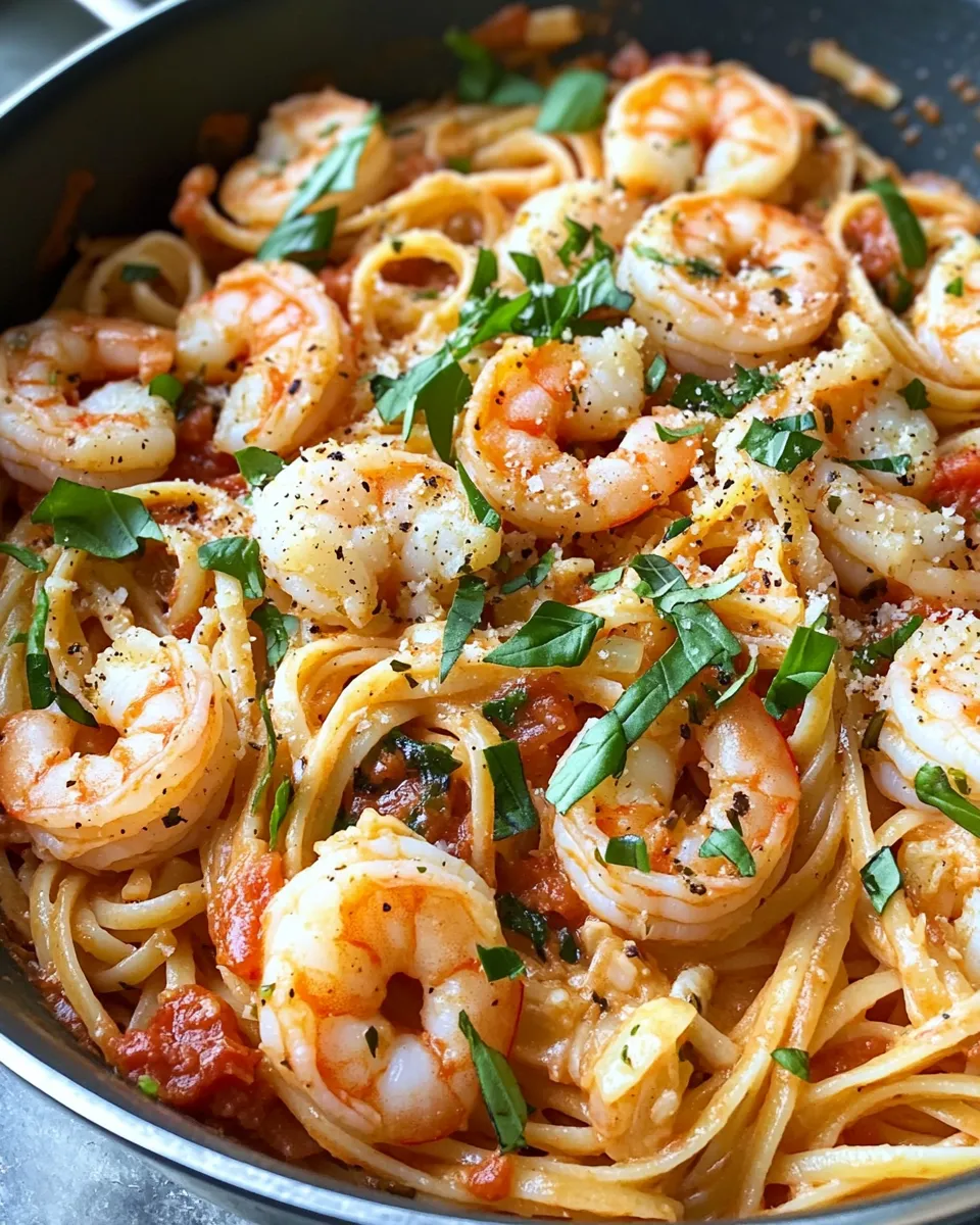 Homemade Creamy Tomato Garlic Shrimp Pasta photo