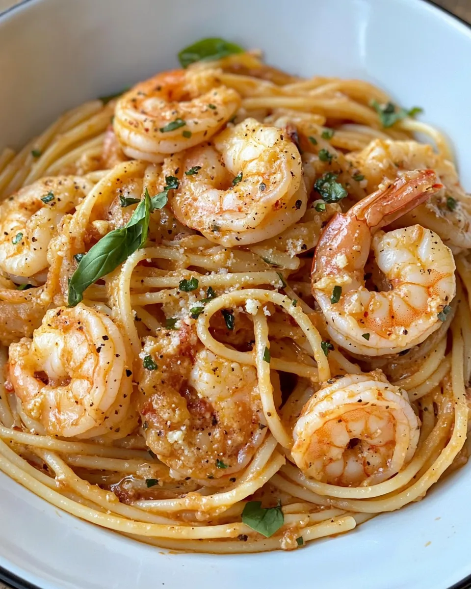 Classic Creamy Tomato Garlic Shrimp Pasta image