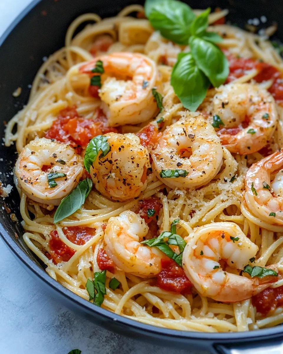 Easy Creamy Tomato Garlic Shrimp Pasta recipe photo