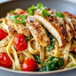 Homemade Creamy Tuscan Chicken Pasta with Spinach photo