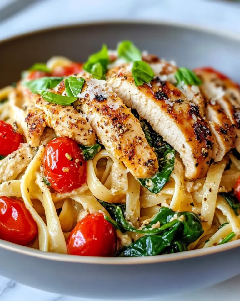 Homemade Creamy Tuscan Chicken Pasta with Spinach photo