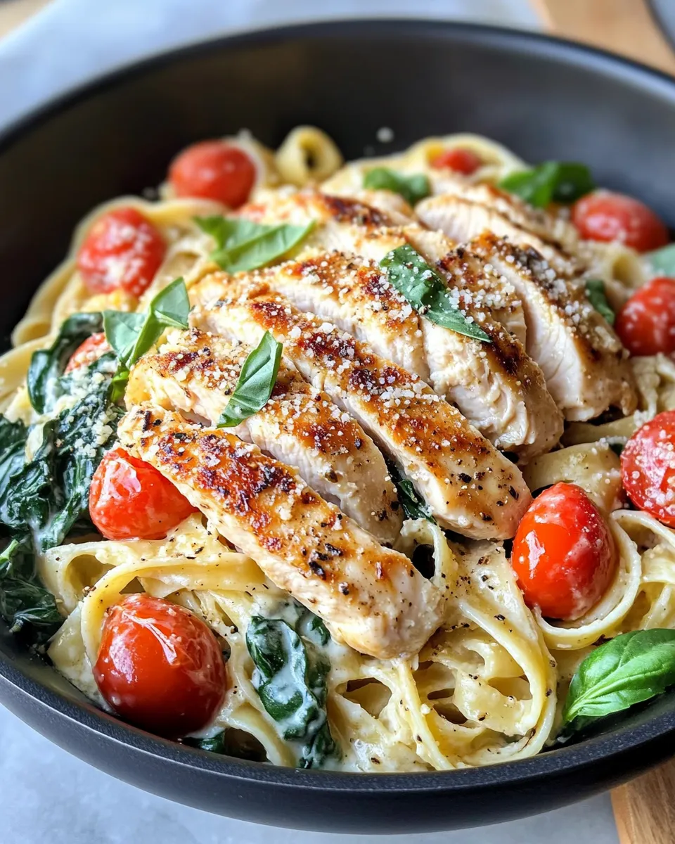 Classic Creamy Tuscan Chicken Pasta with Spinach image