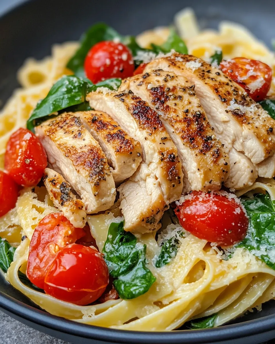 Easy Creamy Tuscan Chicken Pasta with Spinach recipe photo