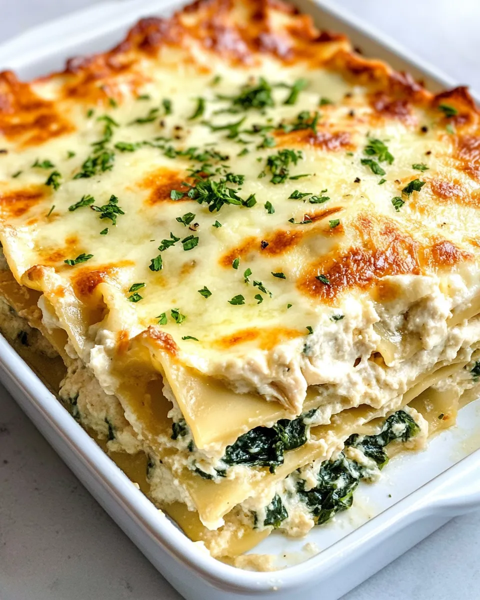 Homemade Creamy White Lasagna with Chicken photo