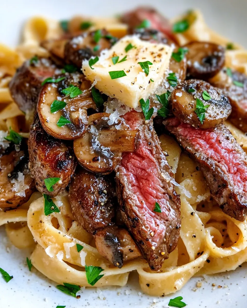 Easy Garlic Butter Steak and Mushroom Pasta recipe photo