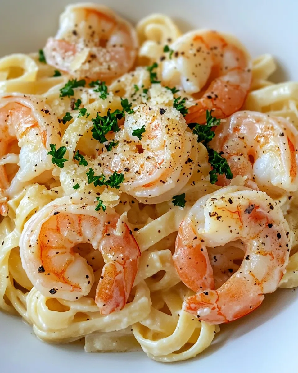 Delicious Garlic Parmesan Shrimp Alfredo plate image