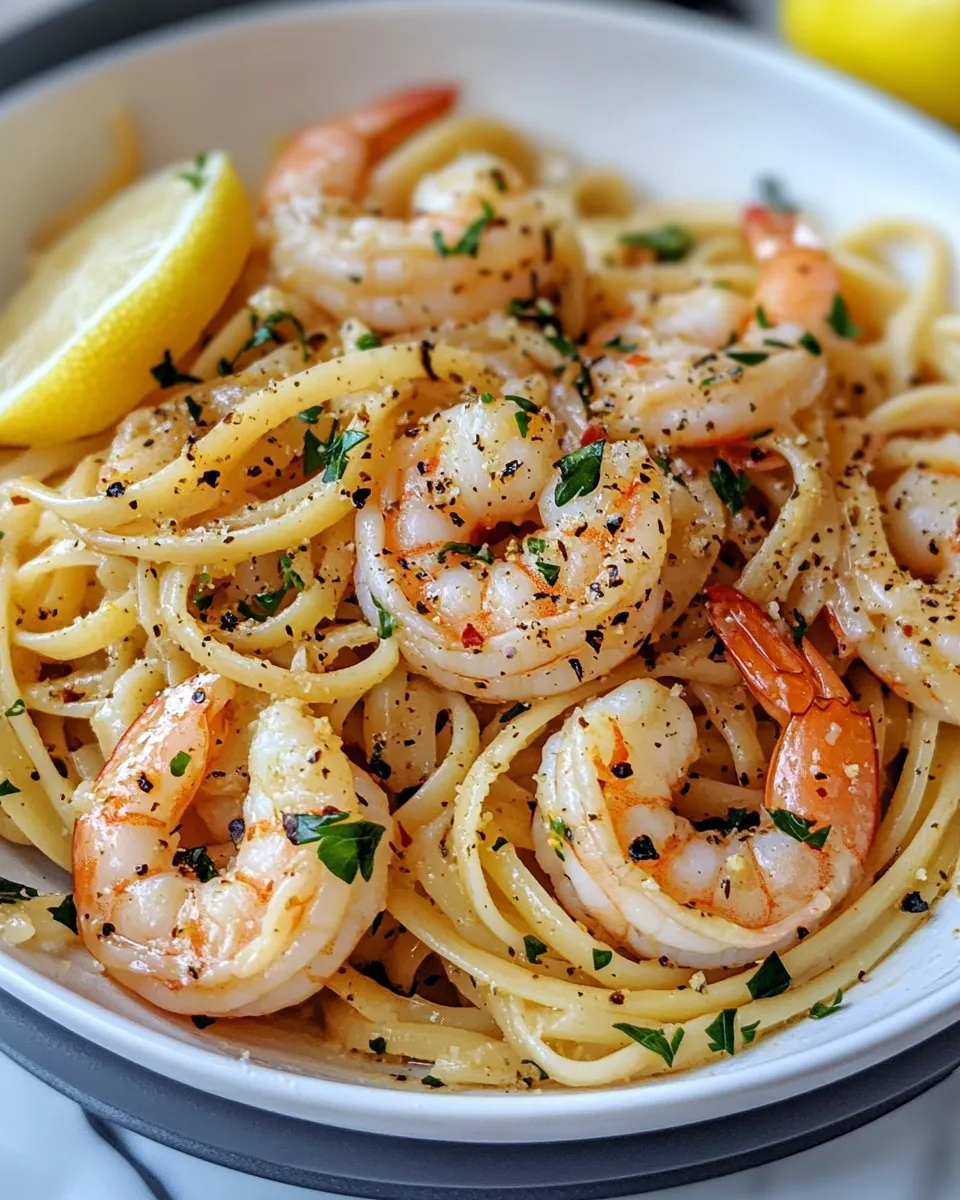 Homemade Lemon Garlic Butter Shrimp Linguine photo