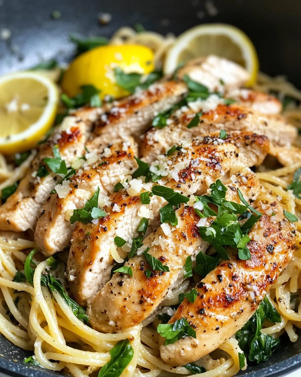 Easy Lemon Garlic Chicken Spaghetti recipe photo