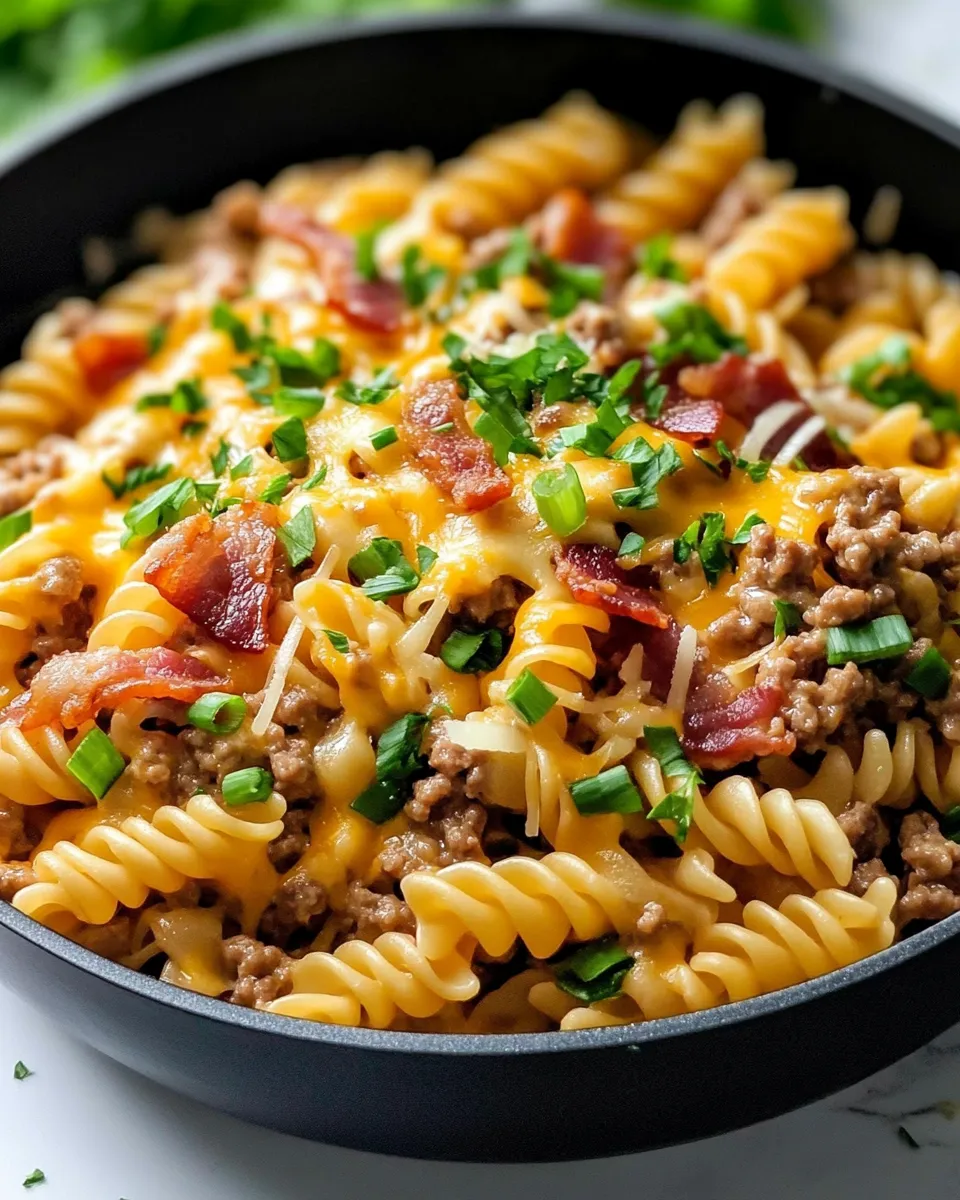 Homemade Loaded Bacon Cheeseburger Pasta Recipe photo