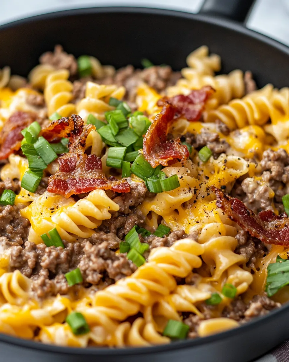 Classic Loaded Bacon Cheeseburger Pasta Recipe image