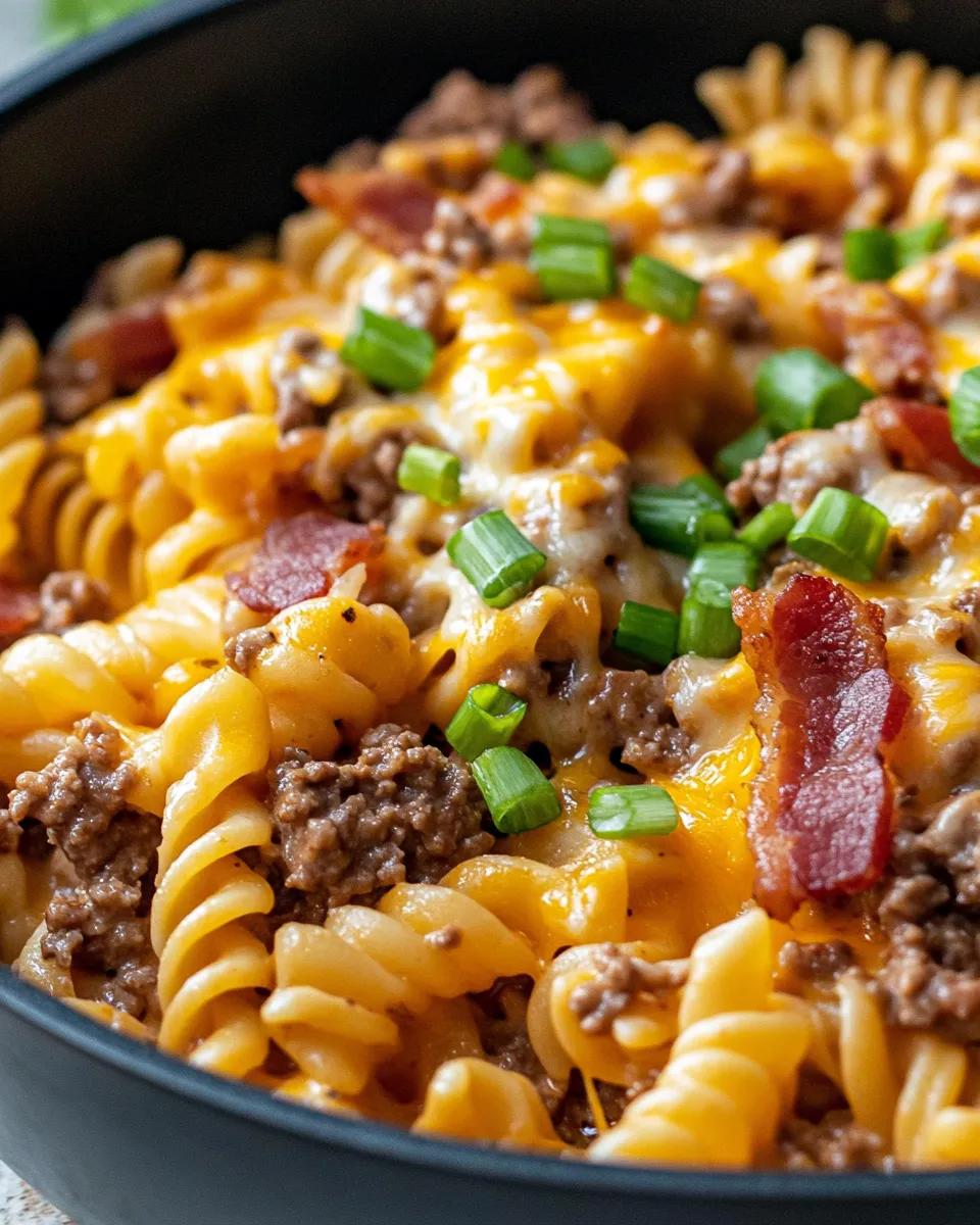 Easy Loaded Bacon Cheeseburger Pasta Recipe dish photo