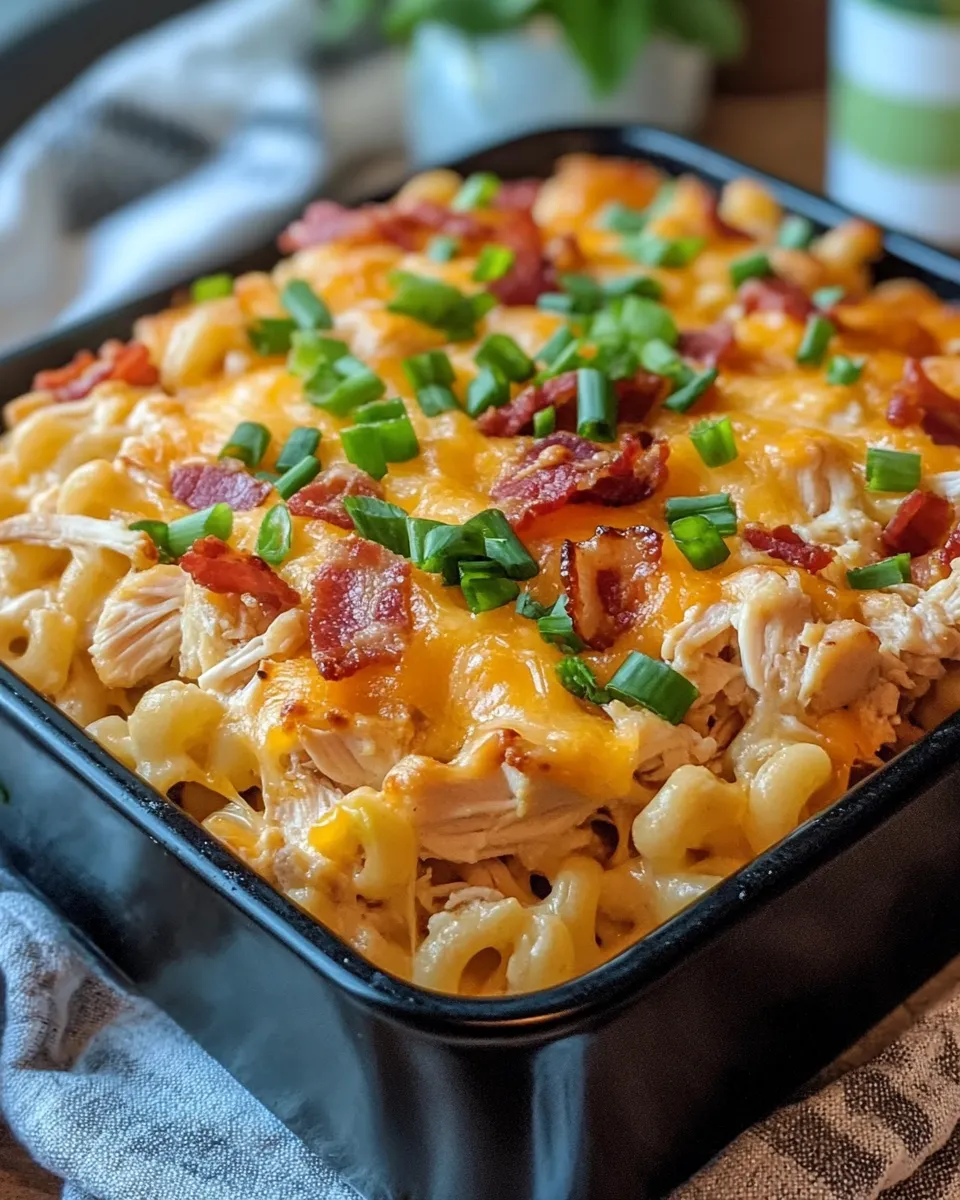 Delicious Loaded Chicken and Bacon Mac plate image