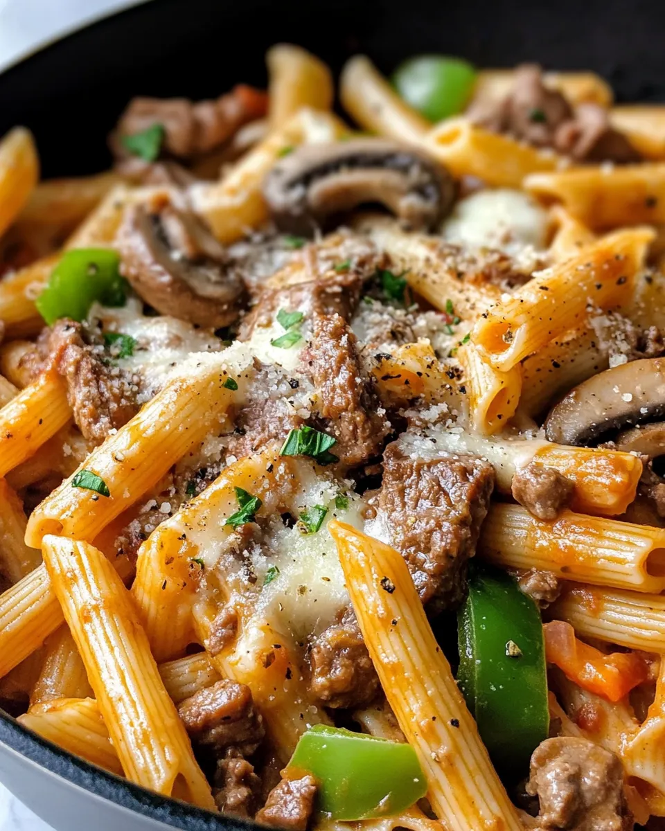 Easy Loaded Philly Cheesesteak Pasta recipe photo